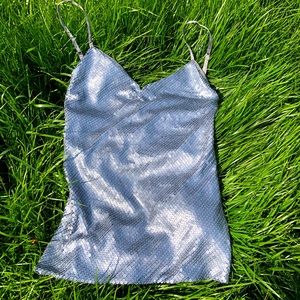 NYE Silver Sequined Top